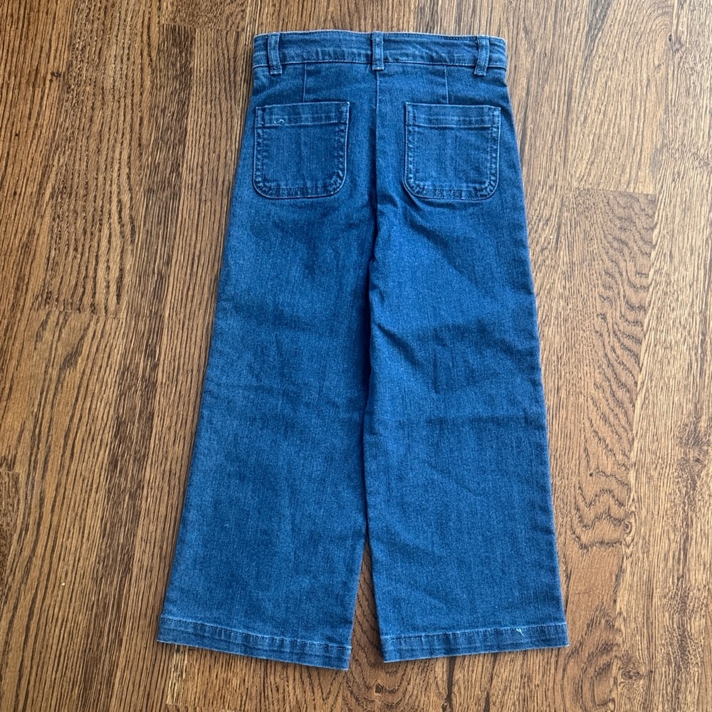 Jacadi Paris Blue Jeans with Pink Trim Ruffle Pocket Detail - Picture 11 of 15
